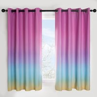 Ombre Eyelet Blackout Curtains Pair Ring Top Rainbow Ready Made Panels cm width x 137 cm drop