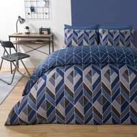 Geo Duvet Cover Bedding Set Pillowcase Reversible Quilt Soft Chevron Dark Super King
