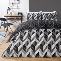 Geo Duvet Cover Bedding Set Pillowcase Reversible Quilt Soft Chevron Double