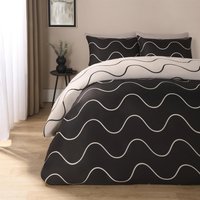 Wavy Duvet Cover Bedding Set Pillowcases Reversible Quilt Soft Lines King