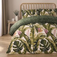 Tropical Duvet Cover Set Leaves Reversible Soft Bedding Quilt King