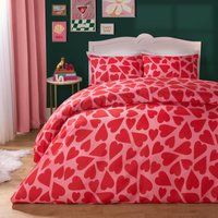 Heart Duvet Cover Quilt Pillowcase Microfibre Valentines Bedding Set King