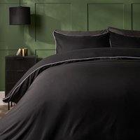 OHS Piped Edge Bedding Set Soft Duvet Cover with Pillowcase in Black | Size: Double
