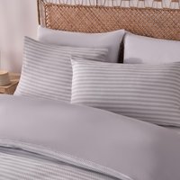 Waffle Embossed Stripes Reversible Duvet Cover Pillowcase Double