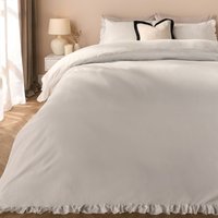Frill Edge Decor Duvet Cover Pillowcase Bedding Set Super King