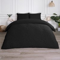 Luxury Seersucker Duvet Cover Set Geo Pillowcase Quilt King