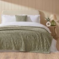 Faux Fur Ribbed Fleece Throw Over Bed Blanket Winter Warm Supersoft