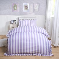 Frill Duvet Cover Bedding Set Pillowcase Stripe Quilt Luxury Double