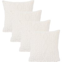 4 x Cable Knit Cushion Covers Soft Sherpa Cases 18" x 18" cm x 45 cm