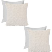 2 x Cable Knit Cushion Covers Soft Sherpa Filled Cases 18" x 18" cm x 45 cm