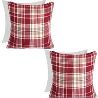 Woven Check Cushion Covers Tartan Pack 2 Filled Case Pad Set Home cm x 45 cm