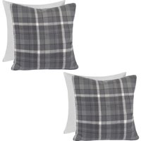 Woven Check Cushion Covers Tartan Pack 2 Filled Case Pad Set cm x 45 cm