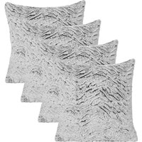 4 Pack Two Tone Faux Fur Soft Fleece Cushion Covers 45 x 45cm cm x 45 cm