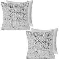 2 Pack Two Tone Faux Fur Soft Fleece Filled Cushion Covers 45 x 45cm cm x 45 cm