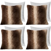 4 Pack Stripe Faux Fur Soft Fleece Filled Cushion Covers 45 x 45cm cm x 45 cm