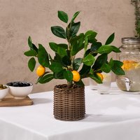 Lemon Tree Artificial Plant Potted Home Flat Decor Leaves Pot Bright