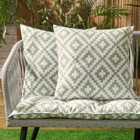 2 x Geometric Cushion Cover Water Resistant Outdoor Garden cm x 45 cm
