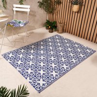 Tiles Print Reversible Outdoor Garden Rug Waterproof Area Floor Mat cm x 170 cm