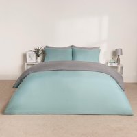 Plain Reversible Duvet Cover Pillowcase Set Duck Egg Double