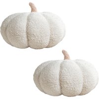 Pumpkin Sofa Cushion Soft Fleece Filled 2 Pack Autumn Plush Home Decor Plump