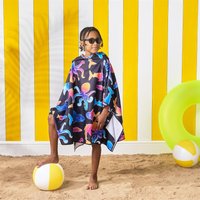 Poncho Beach Towel Poncho Hooded Quick Dry Microfibre Soft Dark