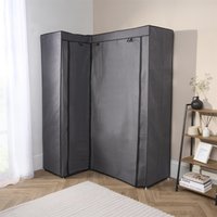 Corner Wardrobe Fabric Clothes Hanging Rail Bedroom Organiser Decor