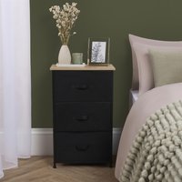 Fabric Cabinet Bedside 3 Drawers Storage Unit Home Organiser
