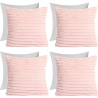 4 x Faux Fur Thick Rib Filled Cushion Covers cm x 45 cm