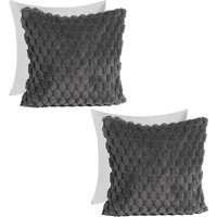 2 Pack Waffle Faux Fur Filled Cushion Covers 45 x 45cm cm x 45 cm