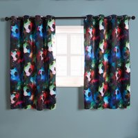 Blackout Eyelet Curtains Football Panel Pair Ring Top Ready Made cm width x 183 cm drop