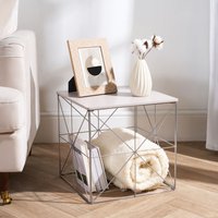 Folding Side Coffee Table Cube Storage Wire Basket Large