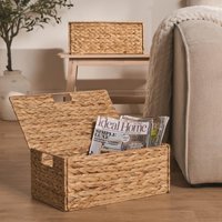 2 x Seagrass Folding Storage Chest Rope Woven Organiser Box