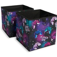 Gaming Storage Boxes Pack 2 Folding Space Saving Shoe Toy Cube Set