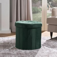 Folding Ottoman Storage Box Footstool Tub Space Saving Velvet Seat