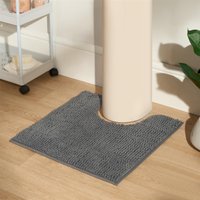 Chenille Pedestal Bath Mat Absorbent Non Slip Soft Shower