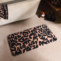 Leopard Bath Mat Cushioned Non Slip Shower Bathroom Mat Absorbent Medium