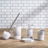 Bathroom Accessories 4 Piece Set Ribbed Soap Tumbler Toothbrush