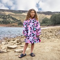 OHS Kids Drying Changing Robe Water Resistant Sherpa Lined, Lilac Leopard | Size: S/M