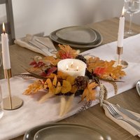 Decorative Candle Holder Rustic Fall Leaves Candles Tray