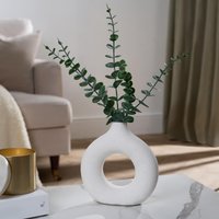 Artificial Eucalyptus Ceramic Vase Home Decorative Faux Plant