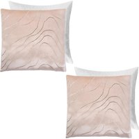 2 Pack Wave Filled Cushion Covers Home Decor Set Natural cm x 45 cm