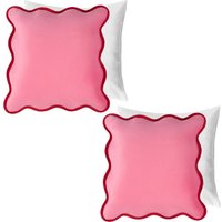 2 Pack Matte Velvet Scallop Edge Filled Cushion Covers Home Decor Set cm x 45 cm