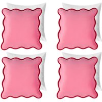 4 Pack Matte Velvet Scallop Edge Filled Cushion Covers Home Decor Set cm x 45 cm