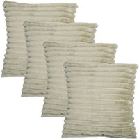 OHS 4 x Faux Fur Thick Rib Cushion Covers in Green | Size: 45 cm x 45 cm