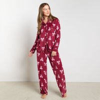 Bows Button Through Long Sleeve Pyjama Set Loungewear