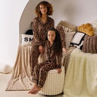 Leopard Button Through Winter Pyjama Set Loungewear
