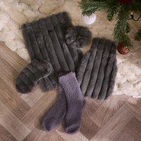 Ribbed Faux Fur Hot Water Bottle Gift Set
