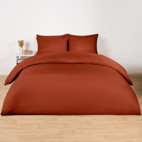 Soft Microfibre Plain Dyed Duvet Cover Bedding Set Burnt Double