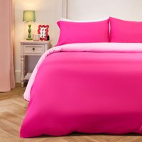 Plain Reversible Duvet Cover Pillowcase Set Bright Double