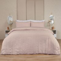 Seersucker Duvet Cover Pillowcase Bedding Pink Single